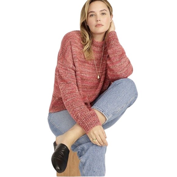 J. Crew Sweaters - J Crew Space Dyed Mockneck Rasberry Pink Knit Sweater Size Medium
